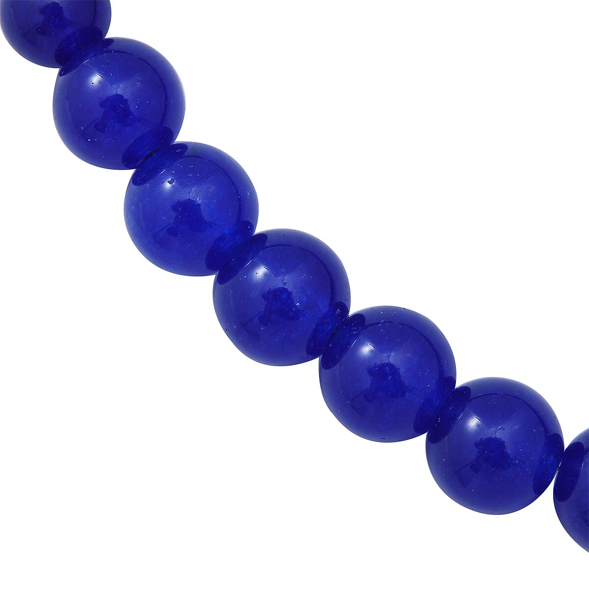 Royal Blue Onyx Beads Necklace (Size - 20) with Lobster Clasp in Rhodium Overlay Sterling Silver 320.00 Ct.