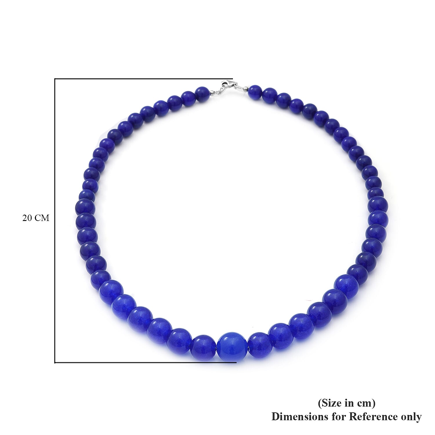 Royal Blue Onyx Beads Necklace (Size - 20) with Lobster Clasp in Rhodium Overlay Sterling Silver 320.00 Ct.