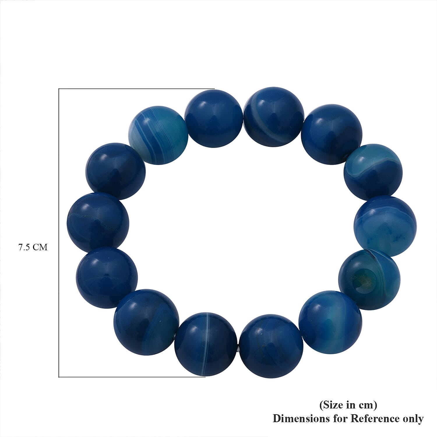 Blue Agate Strechable Beads Bracelet (Size 7) 150.00 Ct.