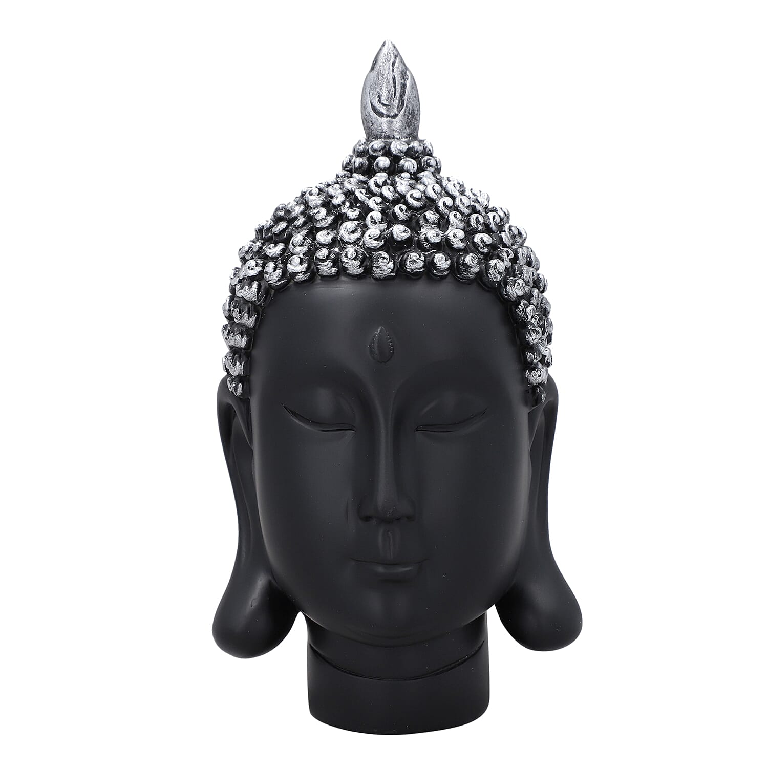 Decorative Buddha Head (Size 20x10x10 Cm) - Black & Silver
