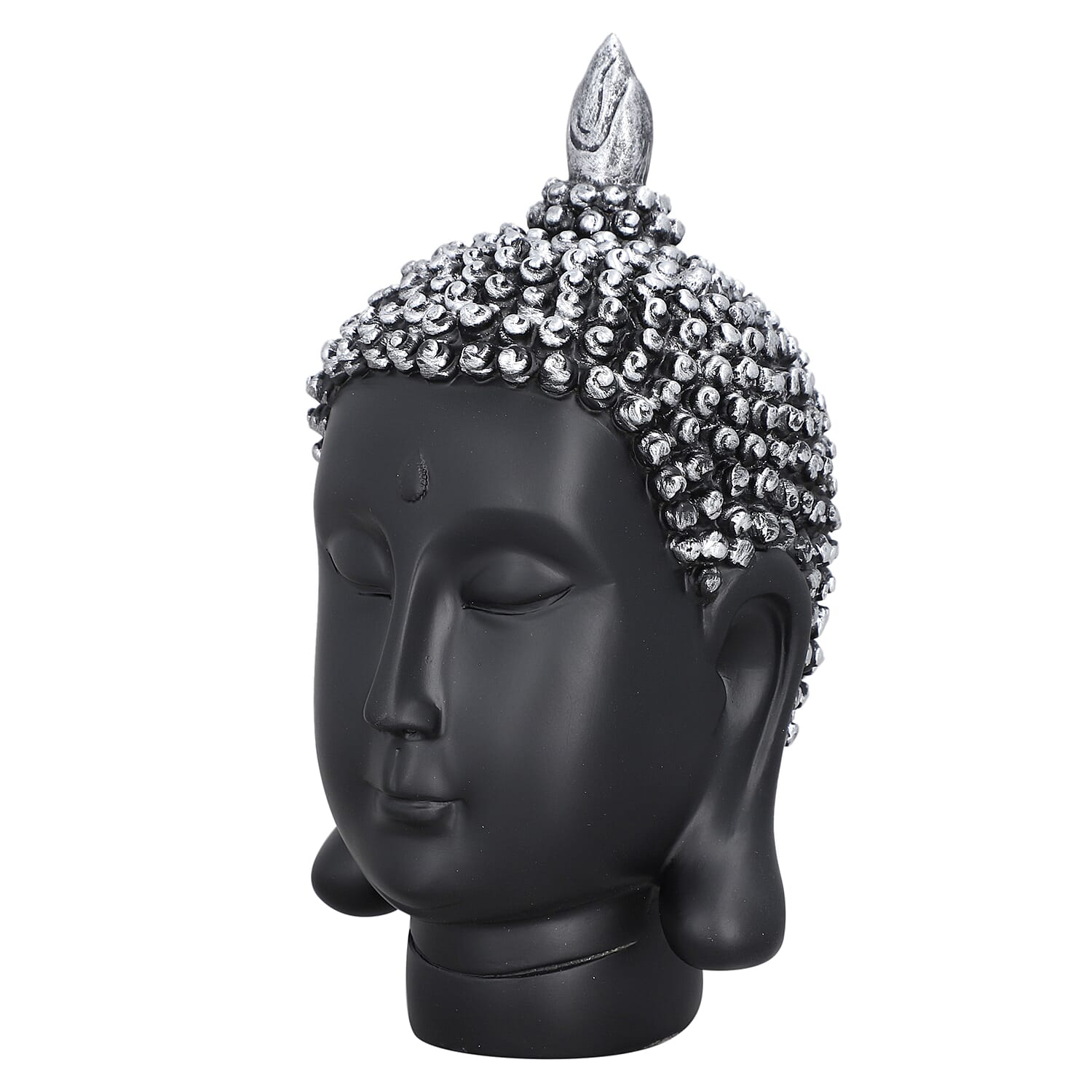 Decorative Buddha Head (Size 20x10x10 Cm) - Black & Silver