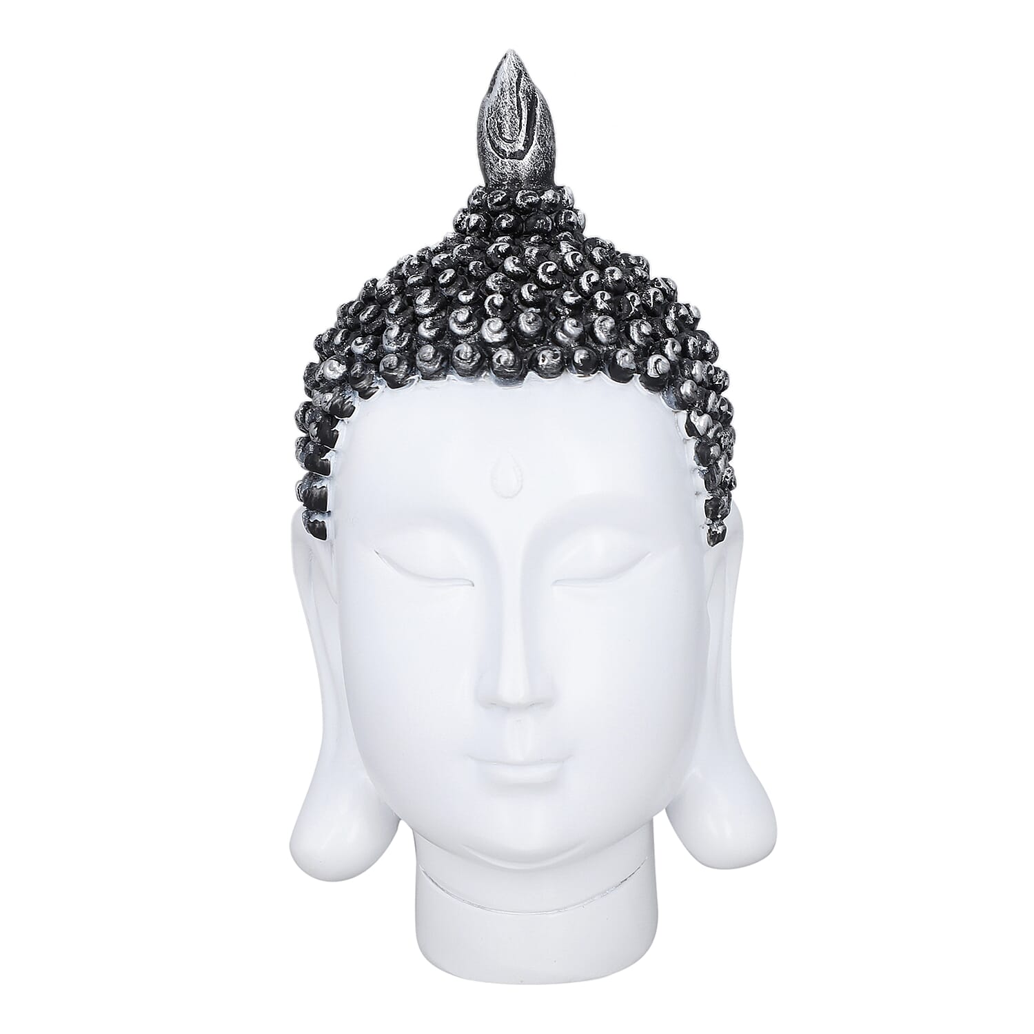 Decorative Buddha Head (Size 20x10x10 Cm) - White & Gold