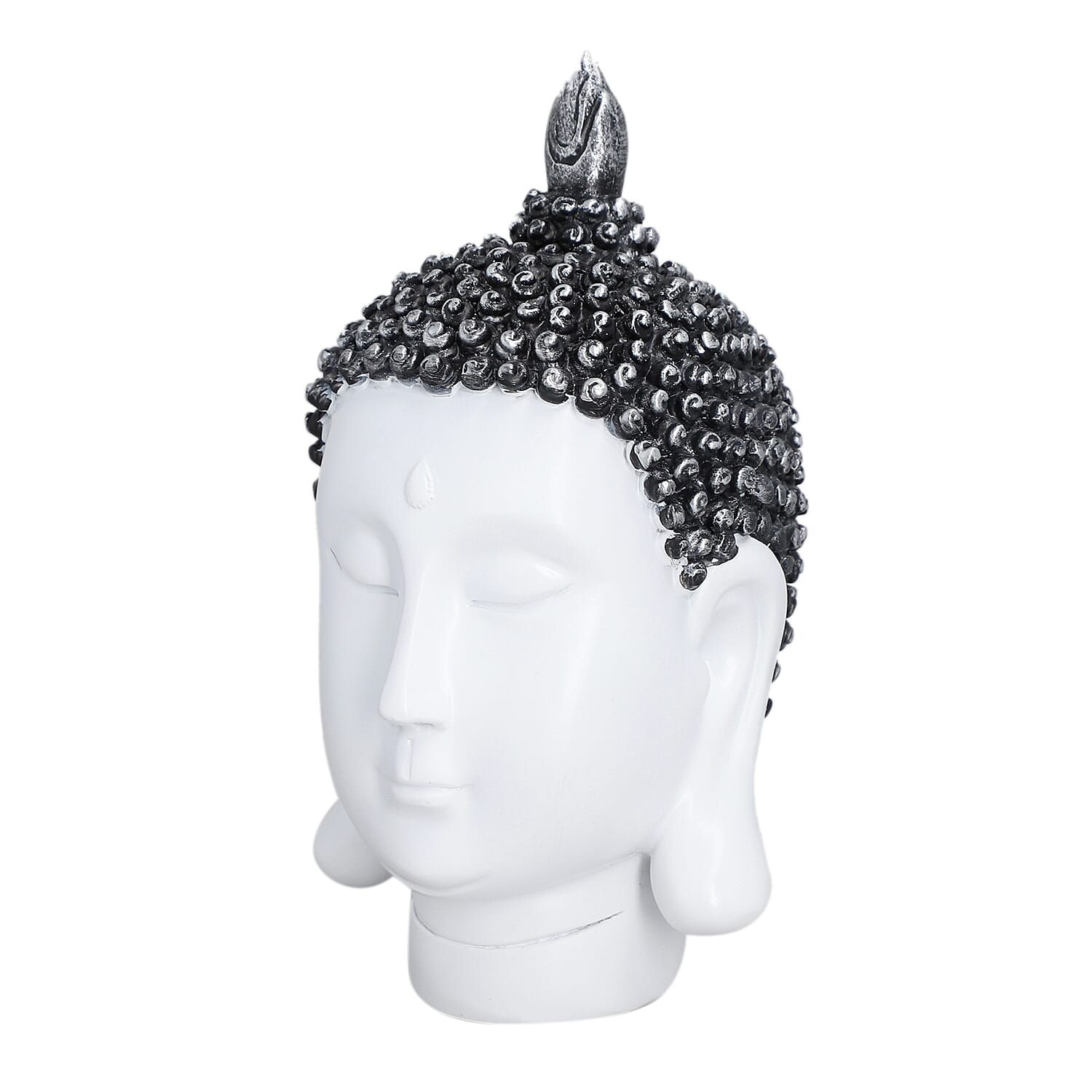 Decorative Buddha Head (Size 20x10x10 Cm) - White & Gold