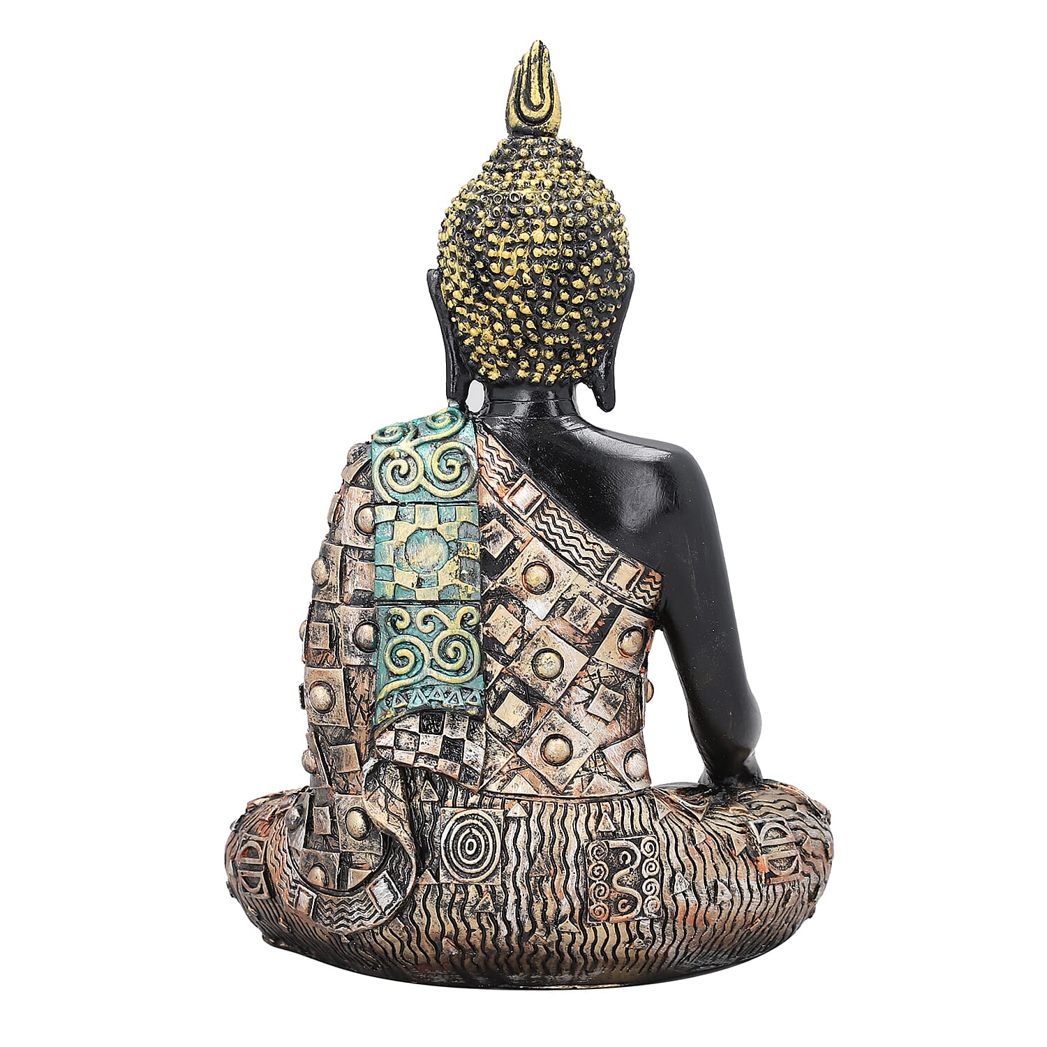 Decorative Buddha Statue Ornaments (Size 25x17x9 Cm) - Black, Gold & Green