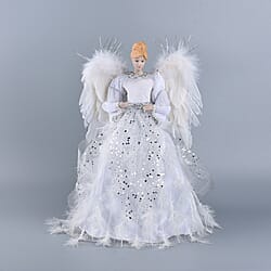 Christmas Decorative Angel Champagne Dress Purple and Gold