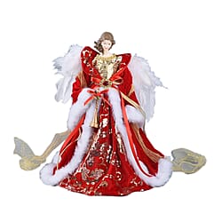 Christmas Decorative Angel Champagne Dress Purple and Gold