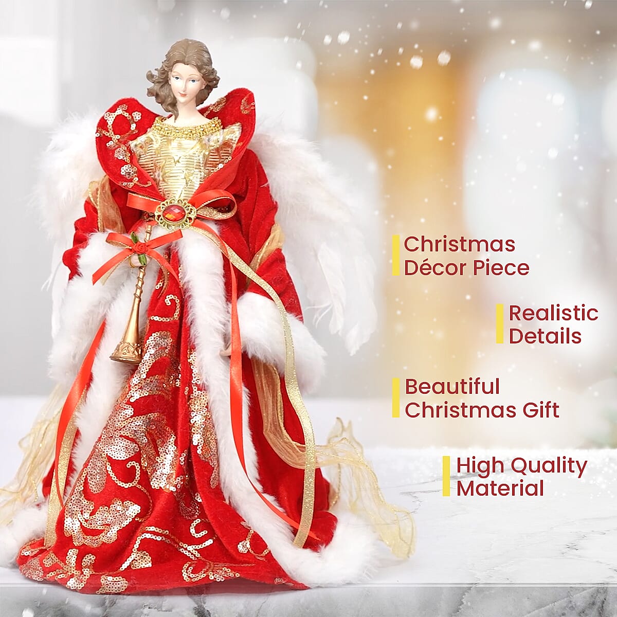 Decorative  Angel Wearing Red Dress (Size 40 Cm)