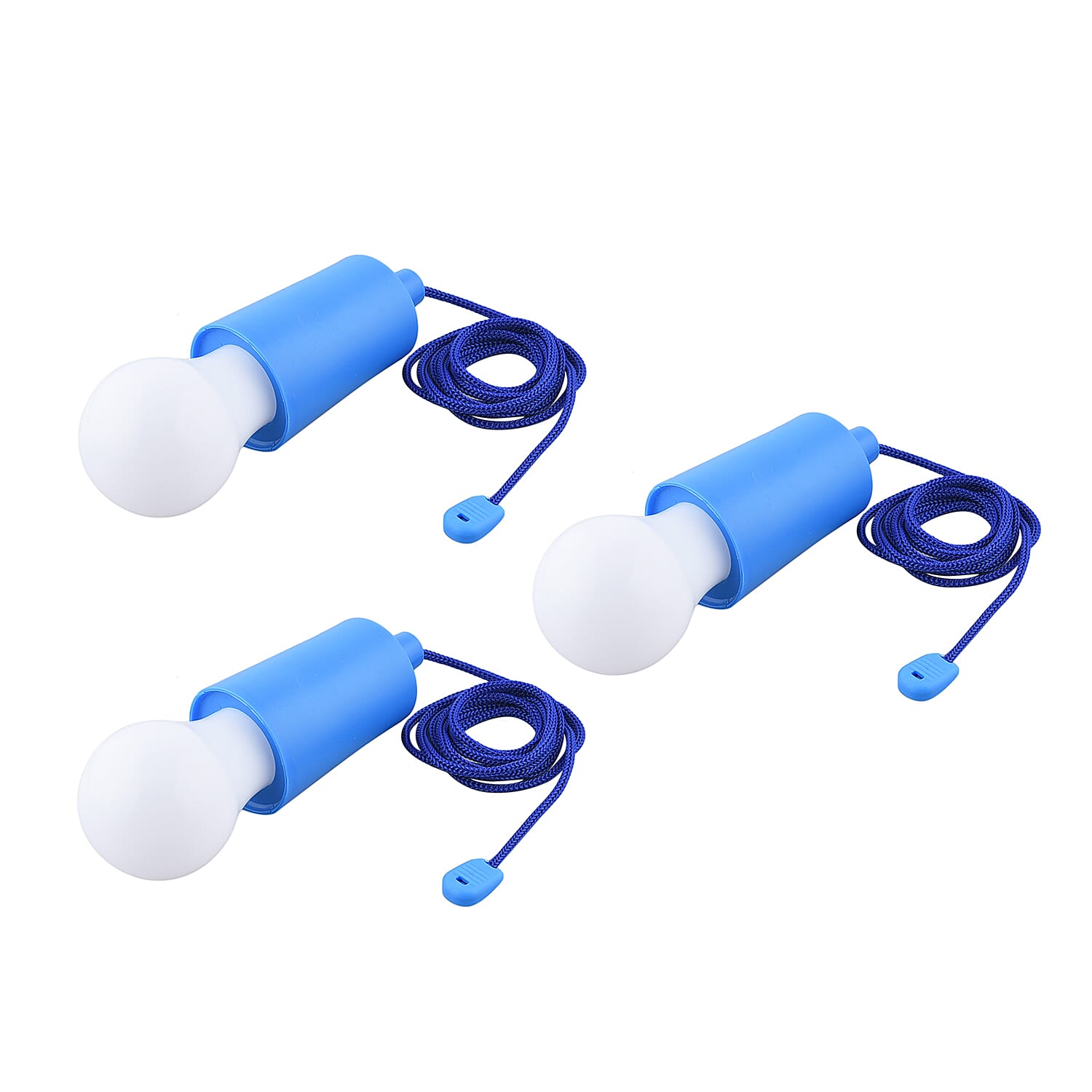 Set of 3 Pull Cord LED Light (3xAAA Excluding) - Blue