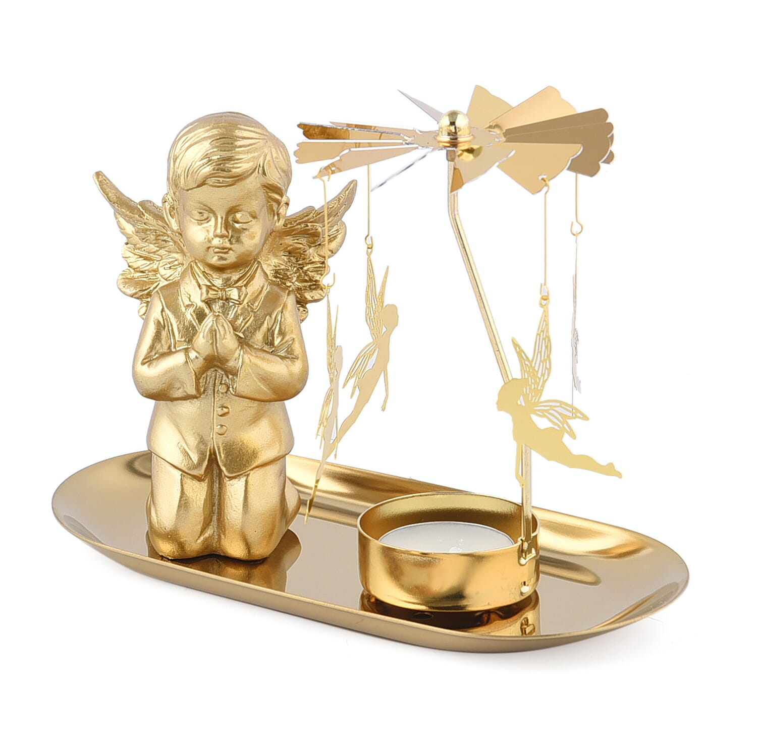 Angel with Fairy Rotating Candle Holder and 10 Tealights