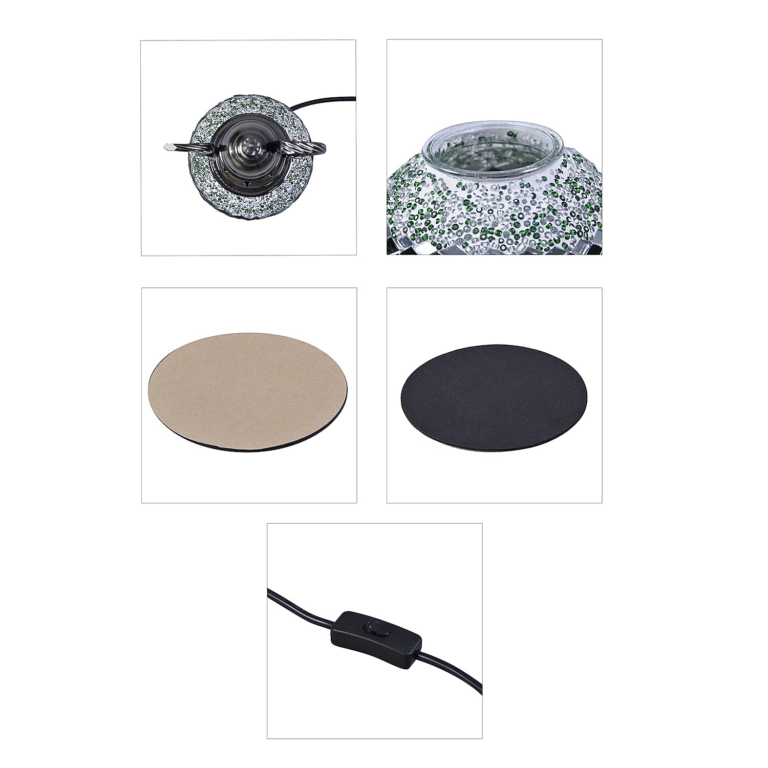 Handmade Wine Pot Turkish Mosaic Table Lamp with Bronze Base - Grey