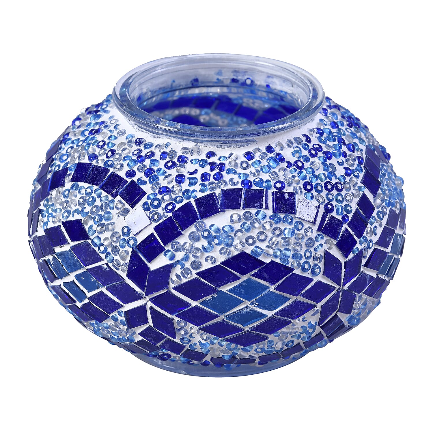 Handmade Turkish Mosaic Table Lamp (Size 38x12Cm) - Blue & White