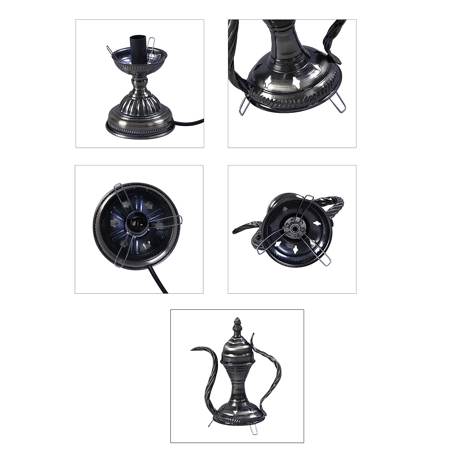 Handmade Turkish Mosaic Table Lamp (Size 38x12Cm) - Blue & White