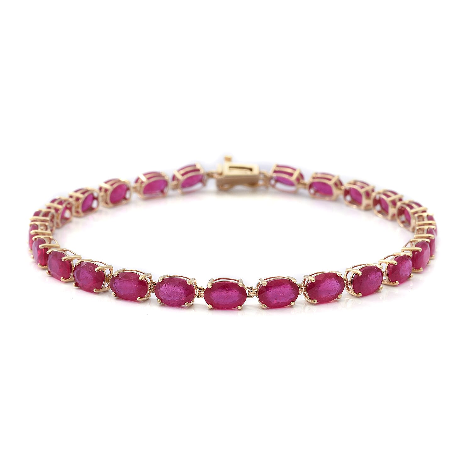 9K Yellow Gold AA African Ruby (FF) Bracelet (Size 7.5) 16.17 Ct.