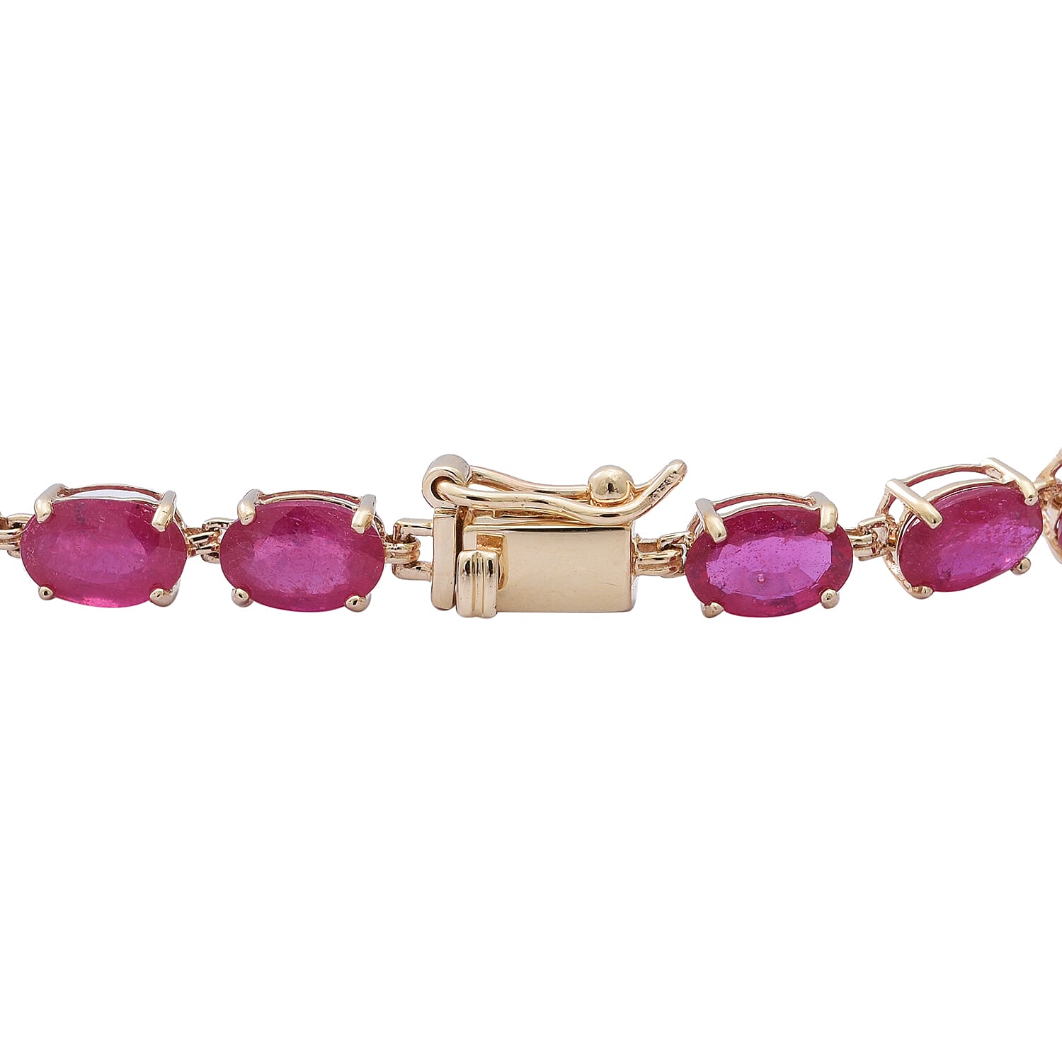 9K Yellow Gold AA African Ruby (FF) Bracelet (Size 7.5) 16.17 Ct.