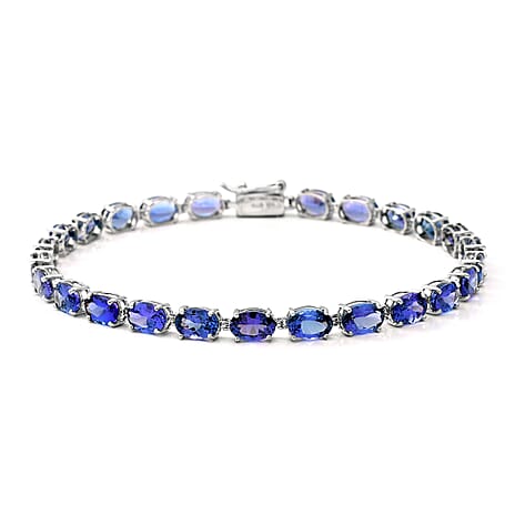 14K White Gold AAA Tanzanite Bracelet (Size 7.5) 11.25 Ct.