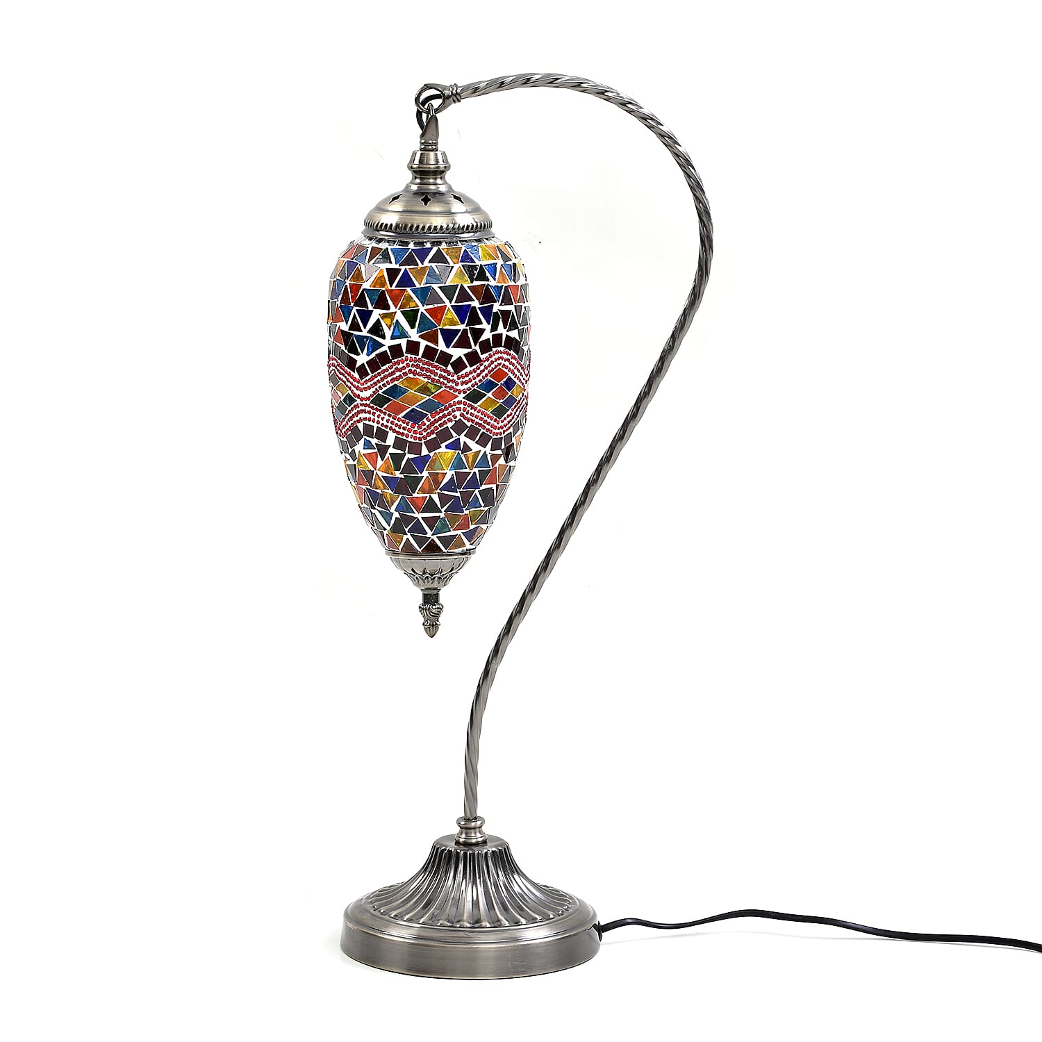 Handmade Turkish Mosaic Table Lamp (Size 55x15Cm) - Red & Multi