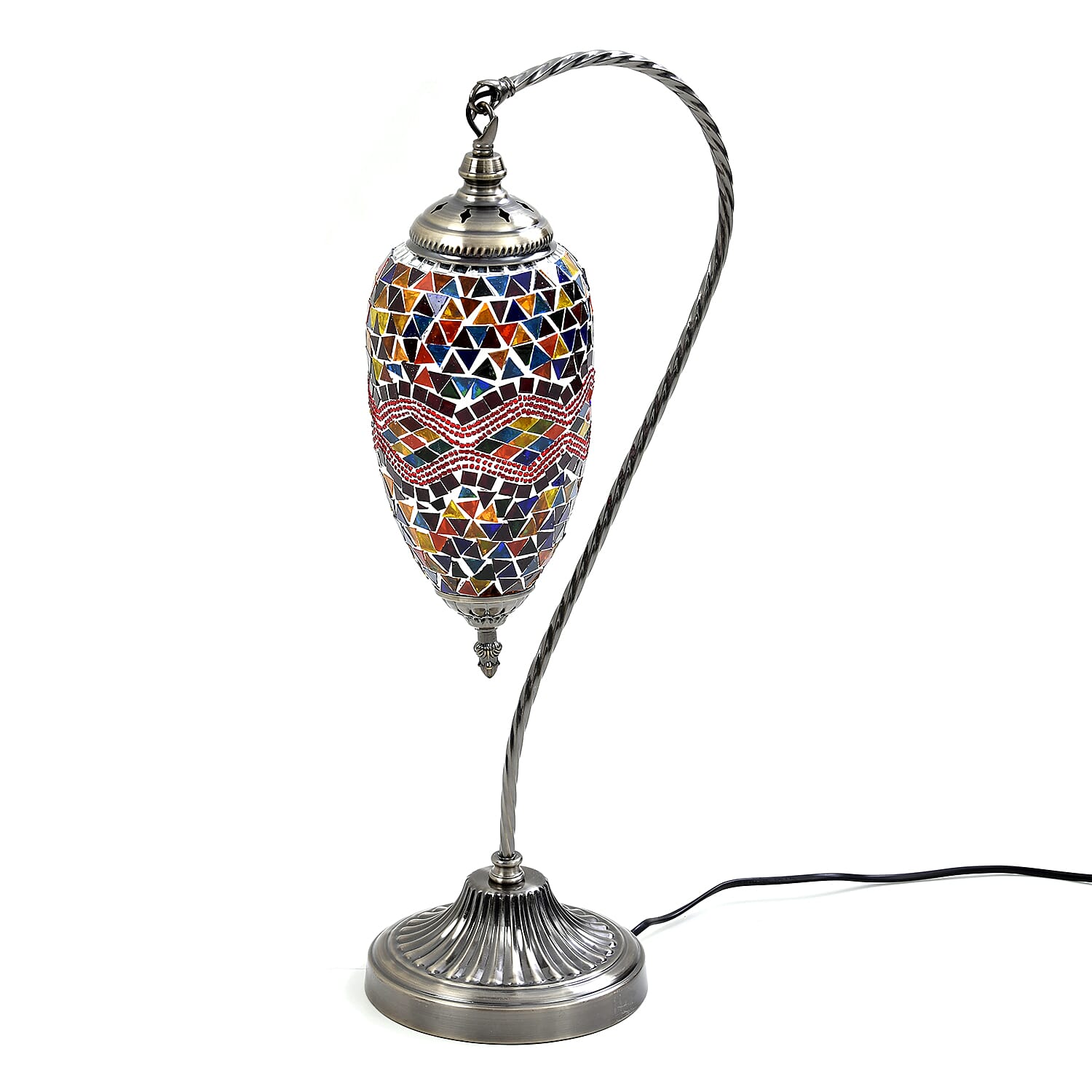 Handmade Turkish Mosaic Table Lamp (Size 55x15Cm) - Red & Multi