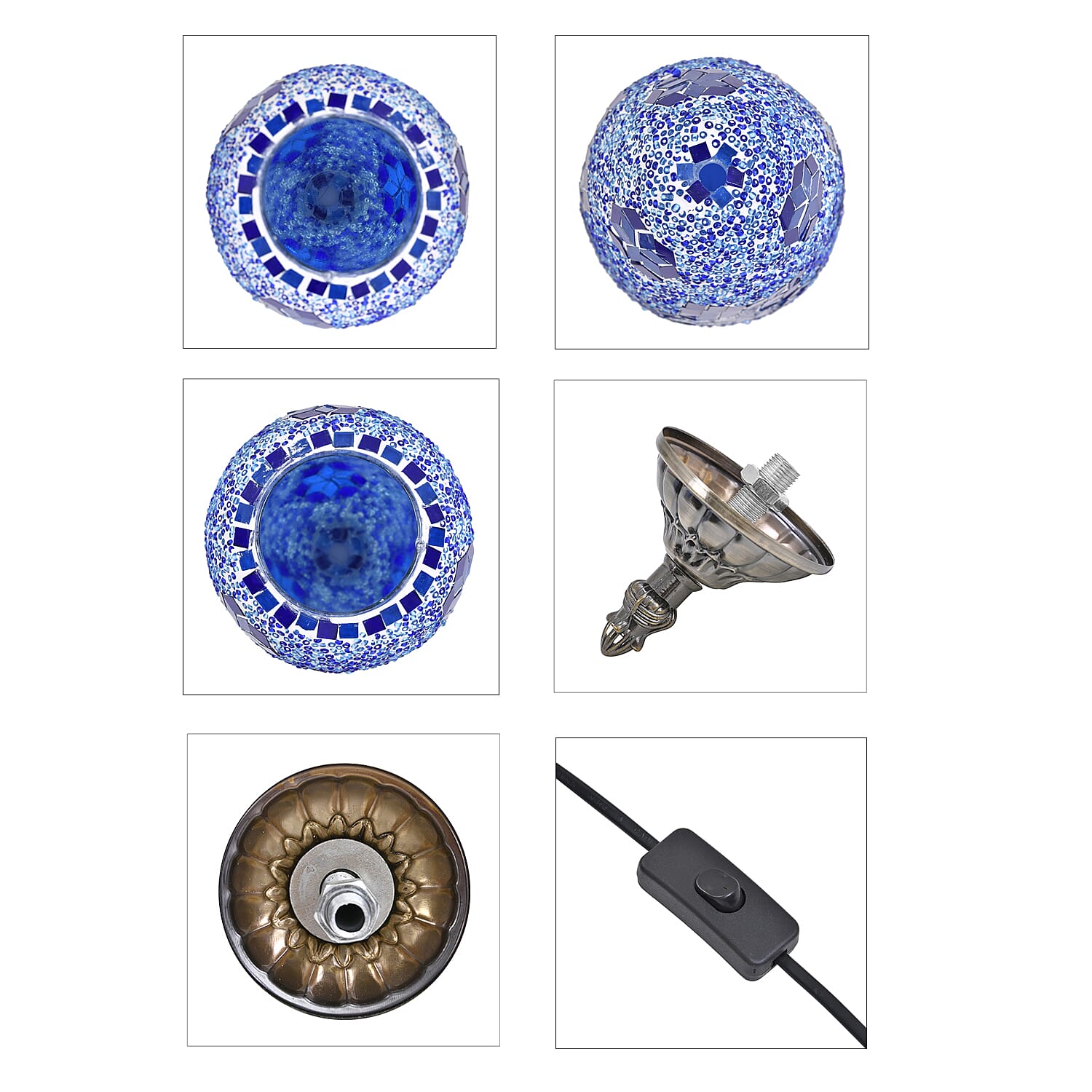 Handmade Turkish Mosaic Table Lamp (Size 55x15Cm) - Blue