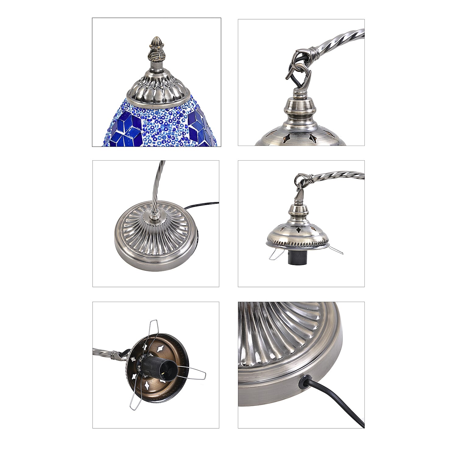 Handmade Turkish Mosaic Table Lamp (Size 55x15Cm) - Blue