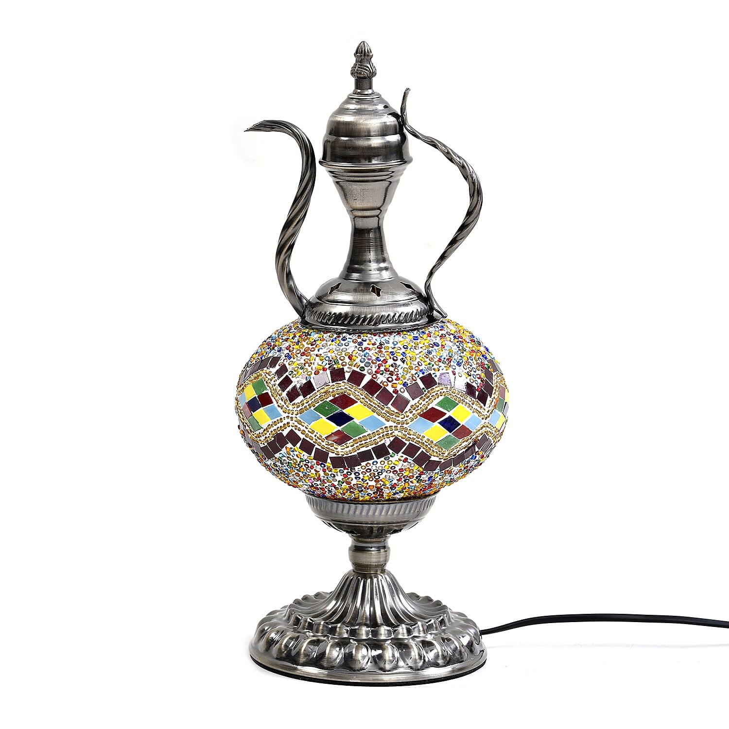 Handmade Turkish Mosaic Table Lamp (Size 42x18x18Cm) - Maroon & Multi