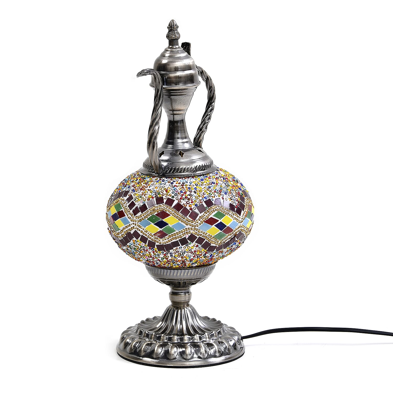 Handmade Turkish Mosaic Table Lamp (Size 42x18x18Cm) - Maroon & Multi