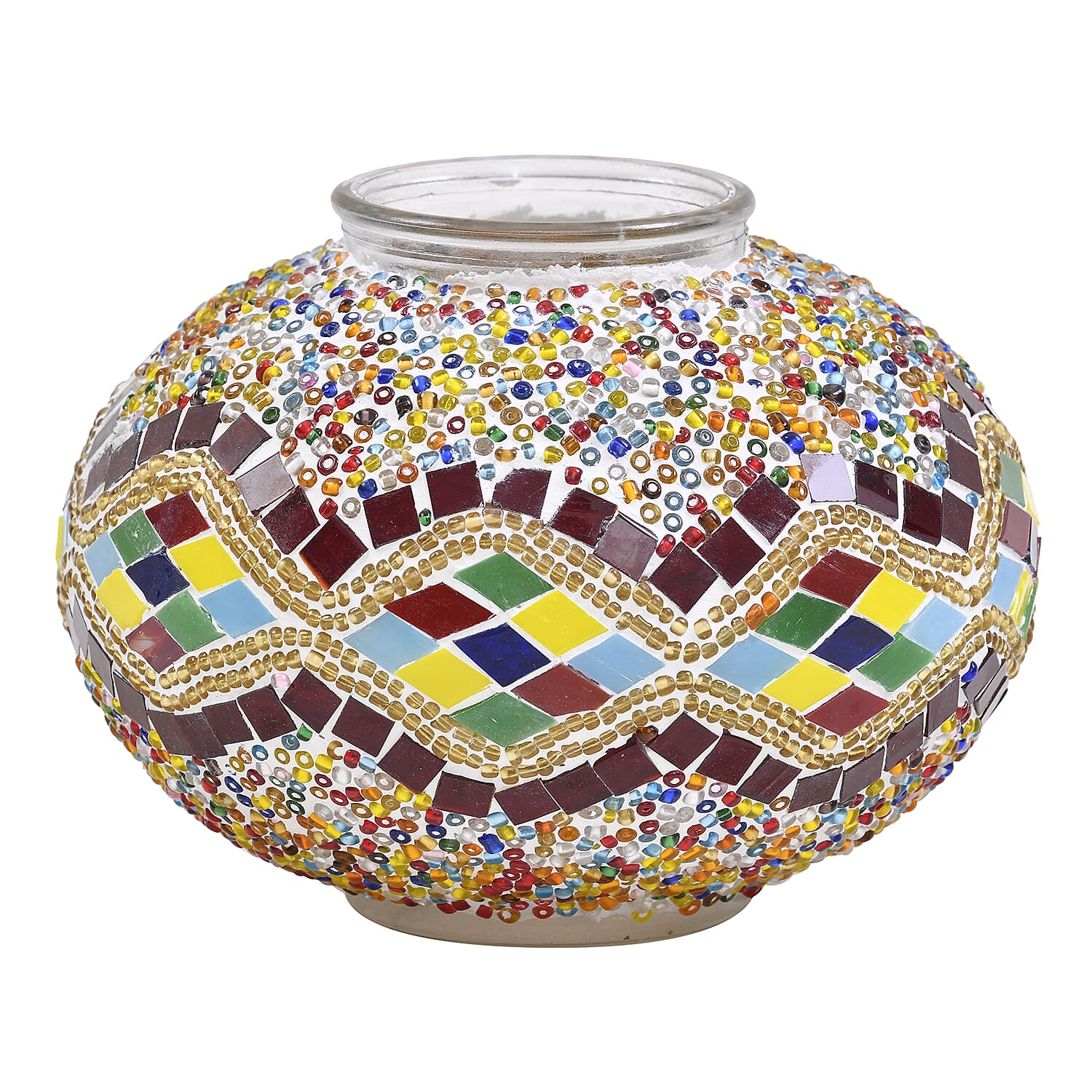 Handmade Turkish Mosaic Table Lamp (Size 42x18x18Cm) - Maroon & Multi