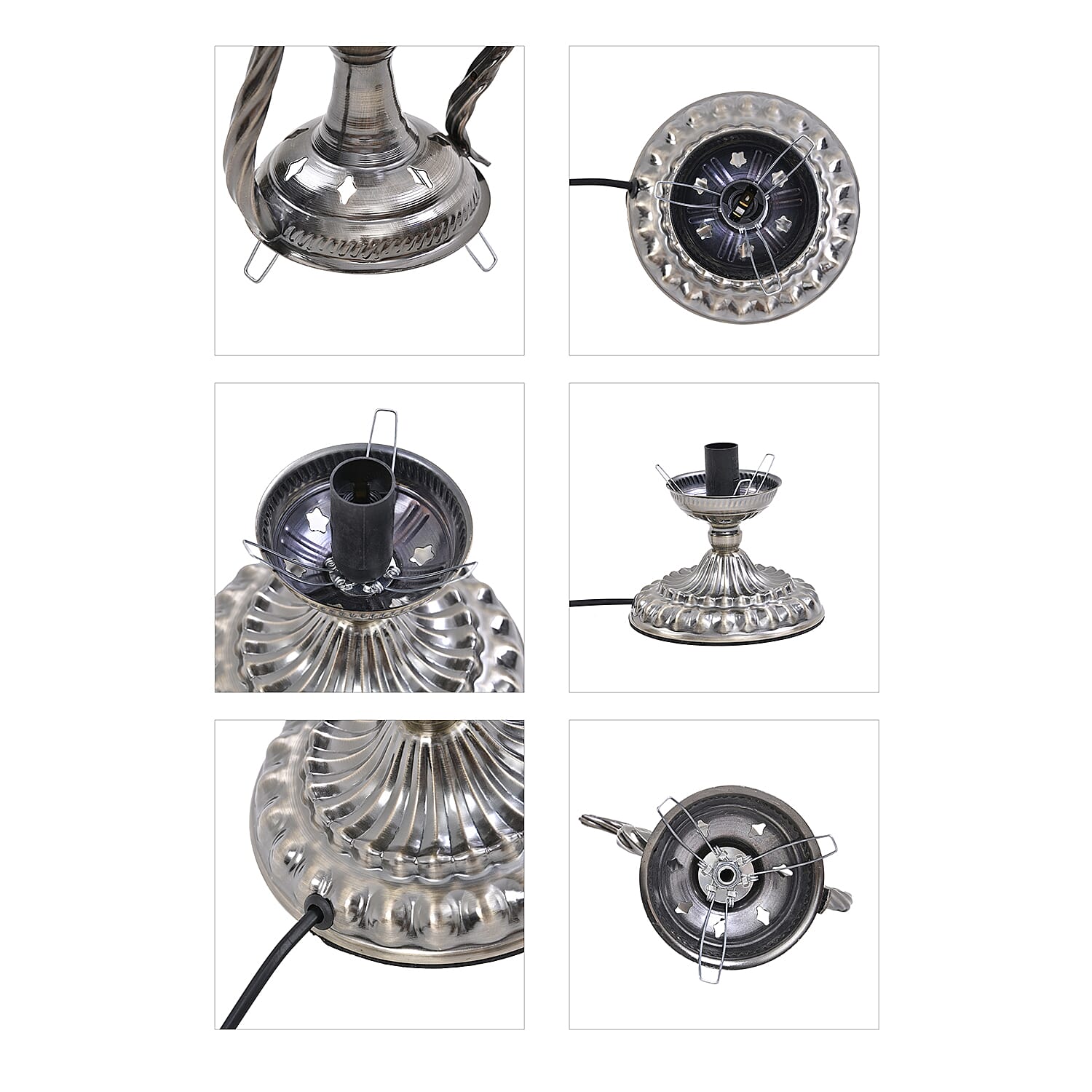 Handmade Turkish Mosaic Table Lamp (Size 42x18x18Cm) - Maroon & Multi