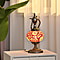 Handmade Wine Pot Turkish Mosaic Table Lamp with Bronze Base Brown & Orange