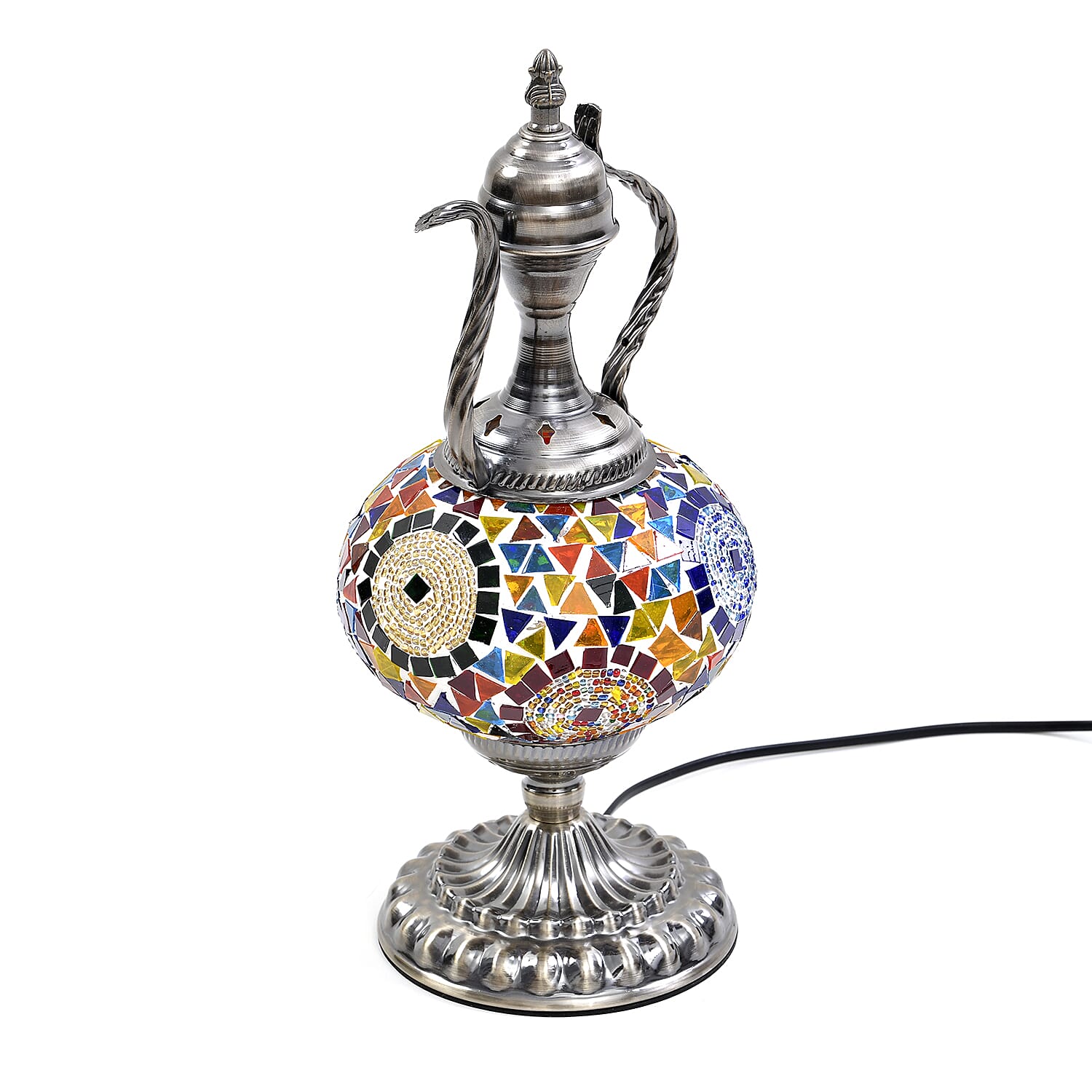 Handmade Turkish Mosaic Table Lamp (Size 42x18x18Cm) - Red & Multi