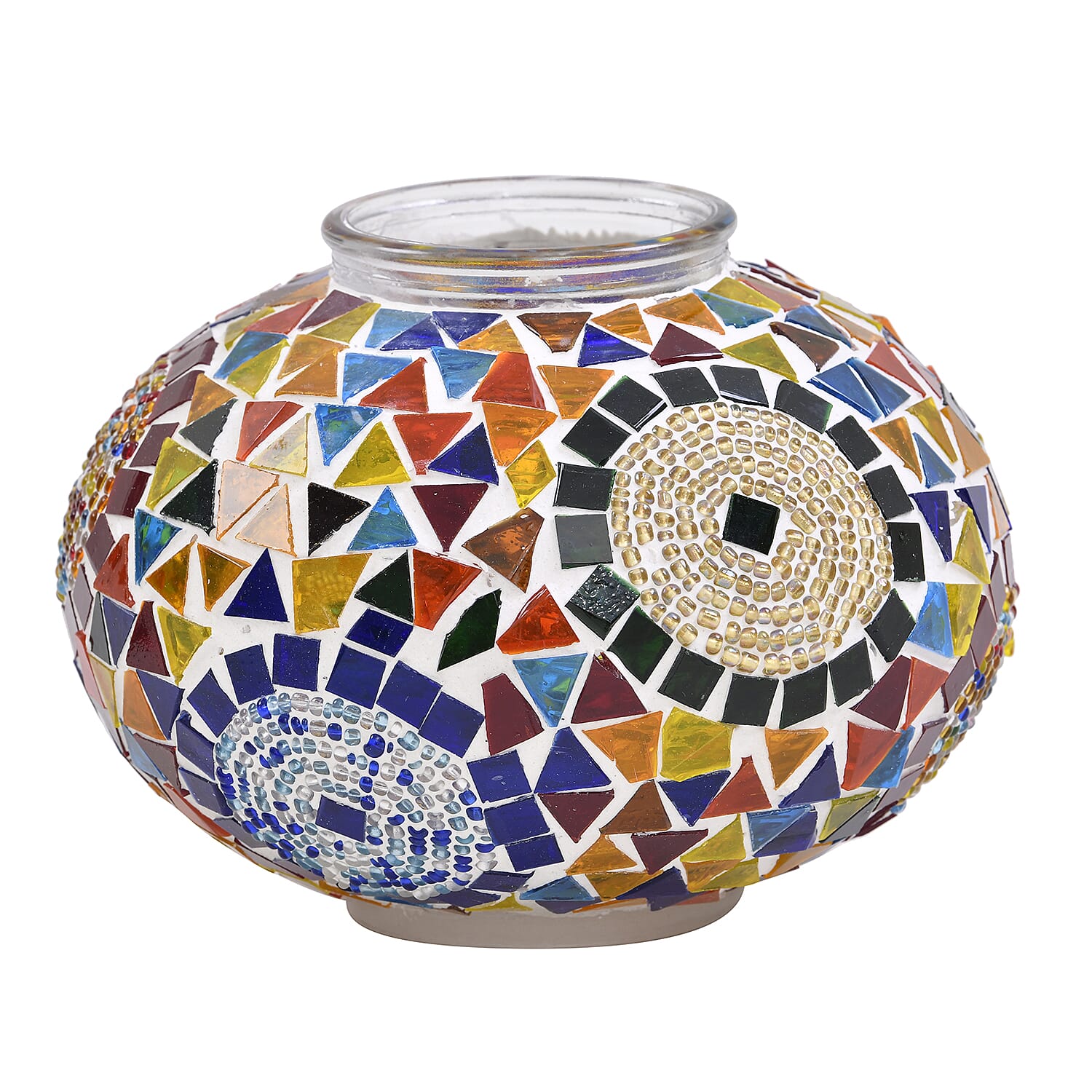 Handmade Turkish Mosaic Table Lamp (Size 42x18x18Cm) - Red & Multi