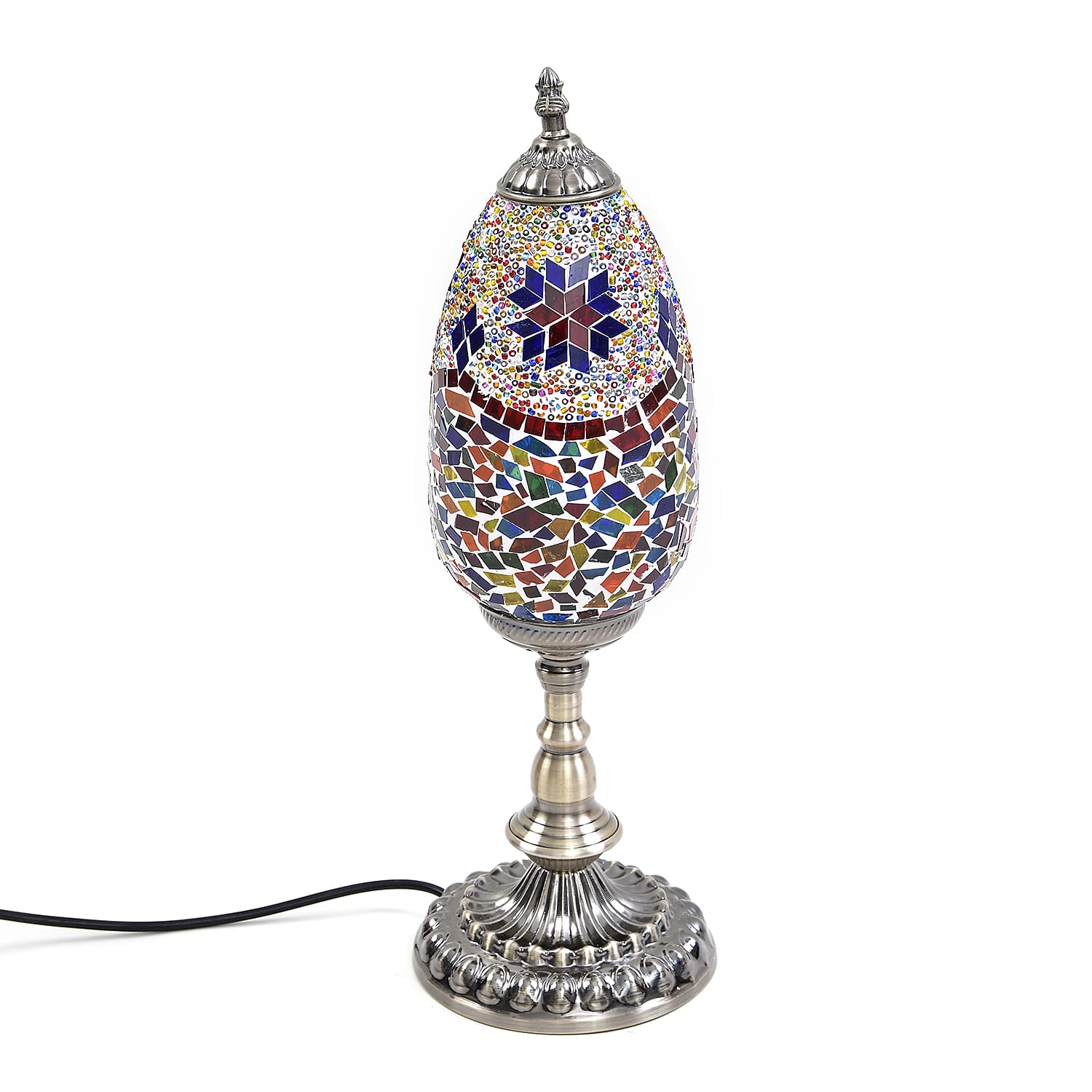 Handmade Turkish Mosaic Table Lamp (Size 48x15x15Cm) - Blue & Multi