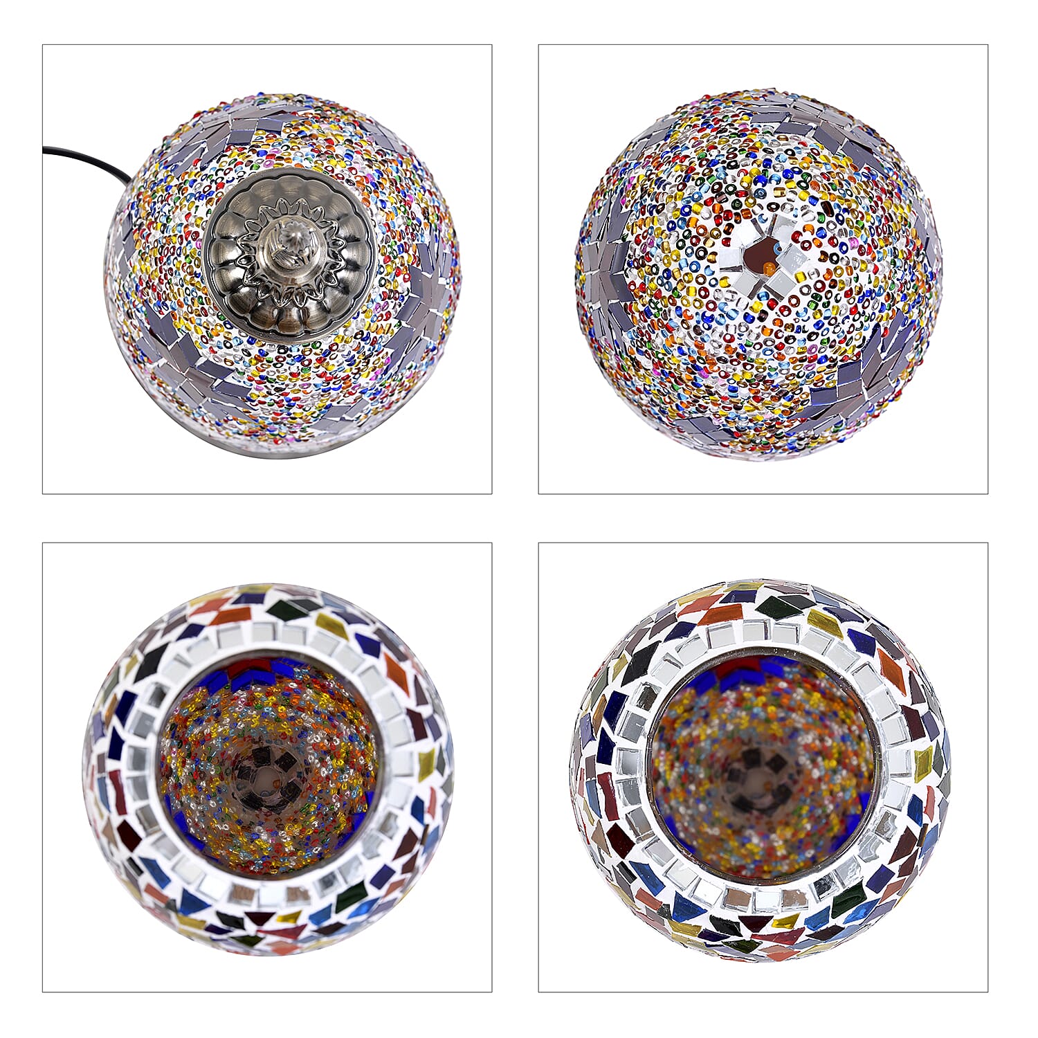 Handmade Turkish Mosaic Table Lamp (Size 48x15x15Cm) - Blue & Multi