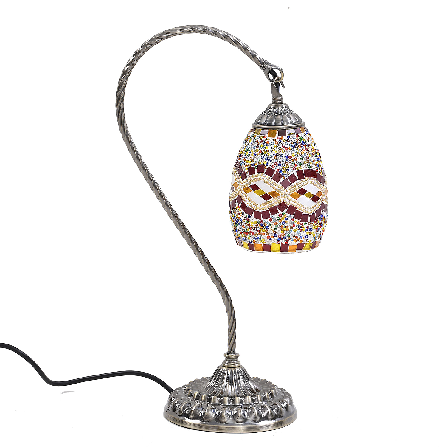 Handmade Turkish Mosaic  lampshade Shape Table Lamp for Home Décor, Office Décor and Bedroom Décor - Maroon and Multi