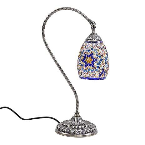 Handmade Turkish Mosaic Table Lamp - Blue & Multi
