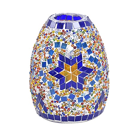 Handmade Turkish Mosaic Table Lamp - Blue & Multi