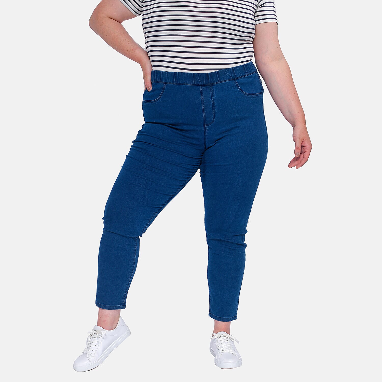 TAMSY High Waisted Stretchable Jegging (Regular, Size - 16) - Indigo
