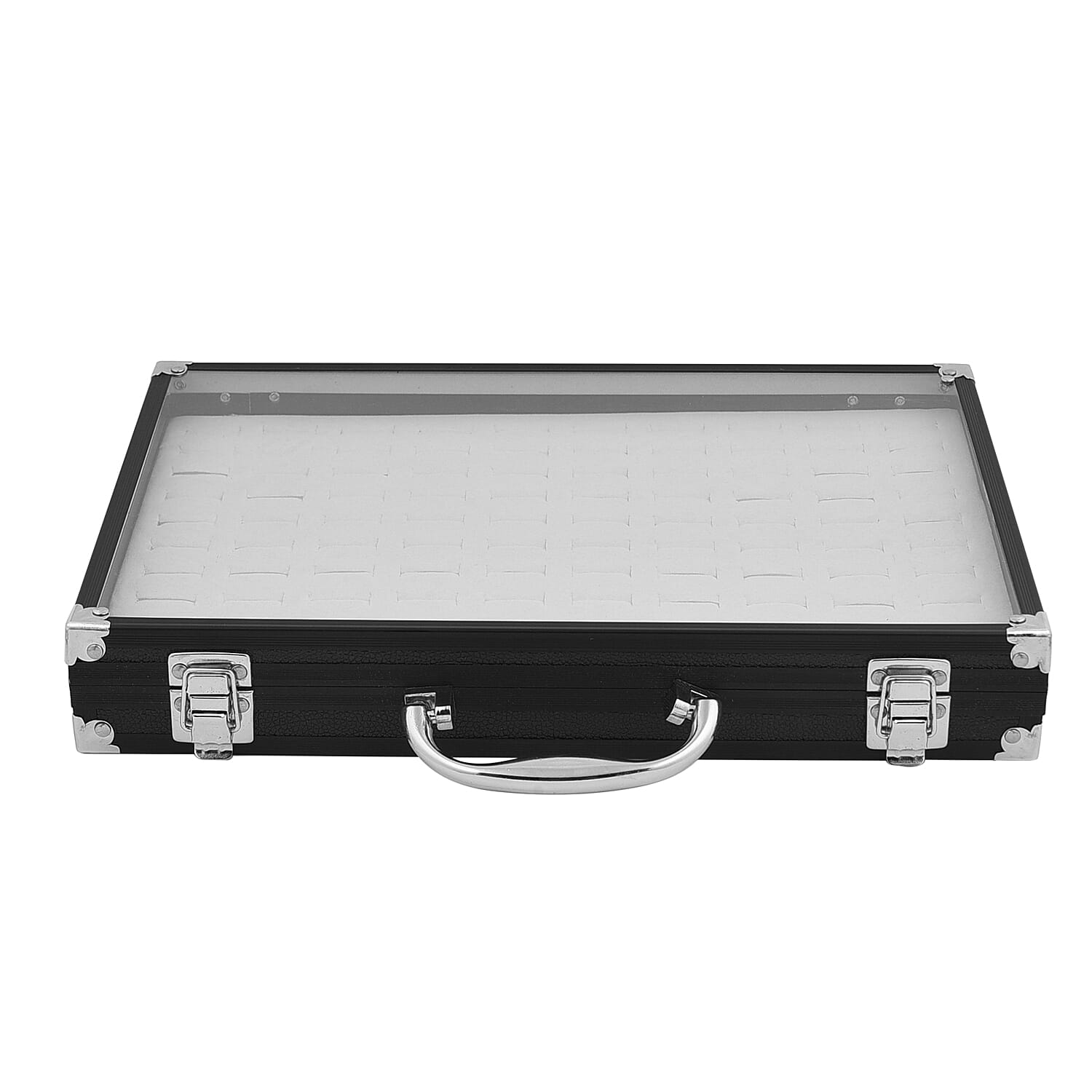 Portable Ring Box with Transparent Top and Lock - Black