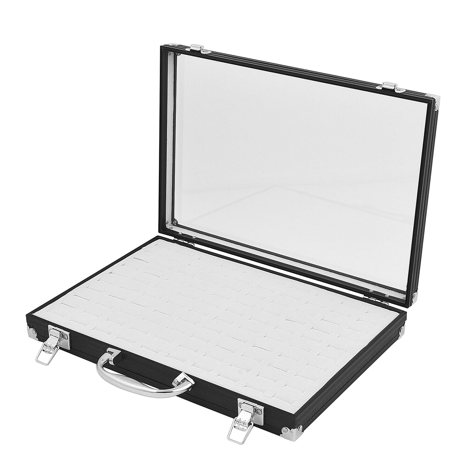 Portable Ring Box with Transparent Top and Lock - Black