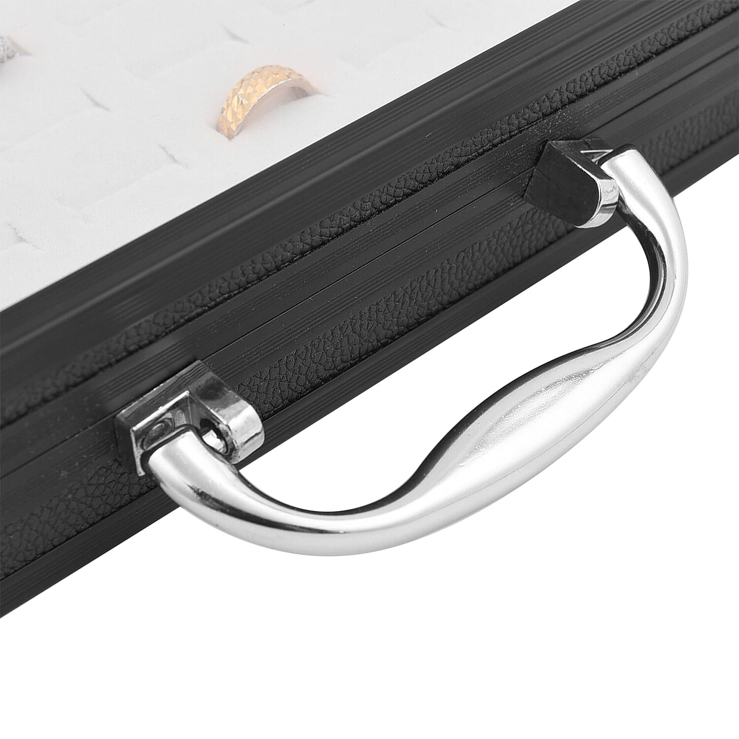 Portable Ring Box with Transparent Top and Lock - Black