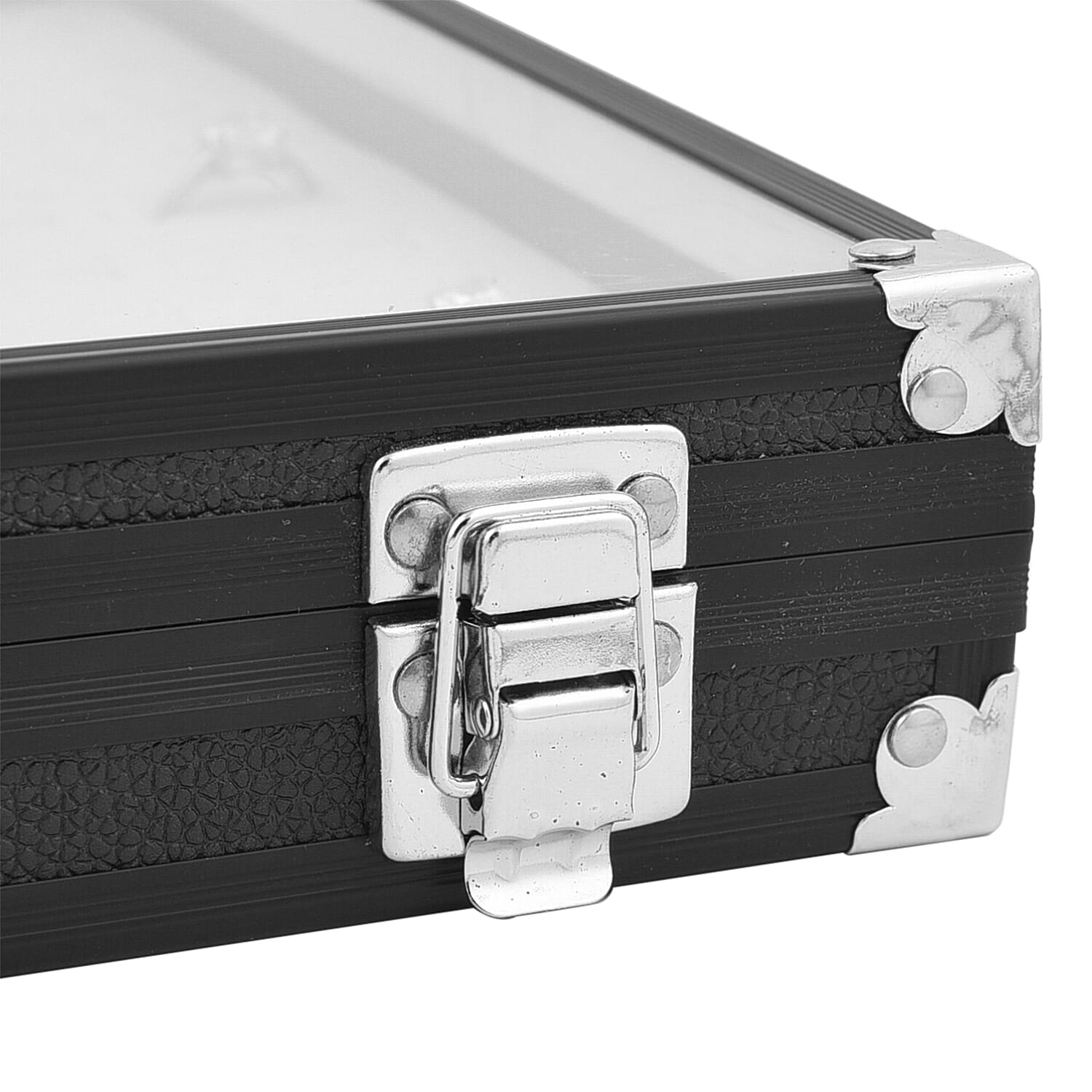 Portable Ring Box with Transparent Top and Lock - Black
