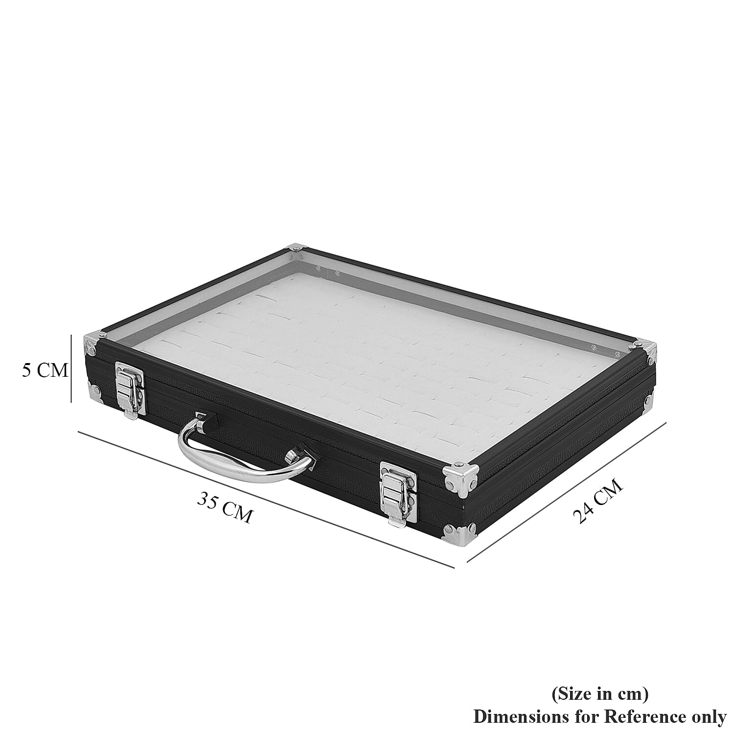 Portable Ring Box with Transparent Top and Lock - Black