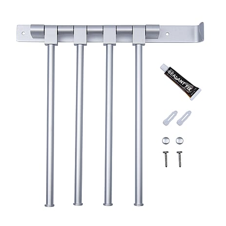 Four Bar Towel Rack with Rod (Size 32x30x30Cm) - Silver