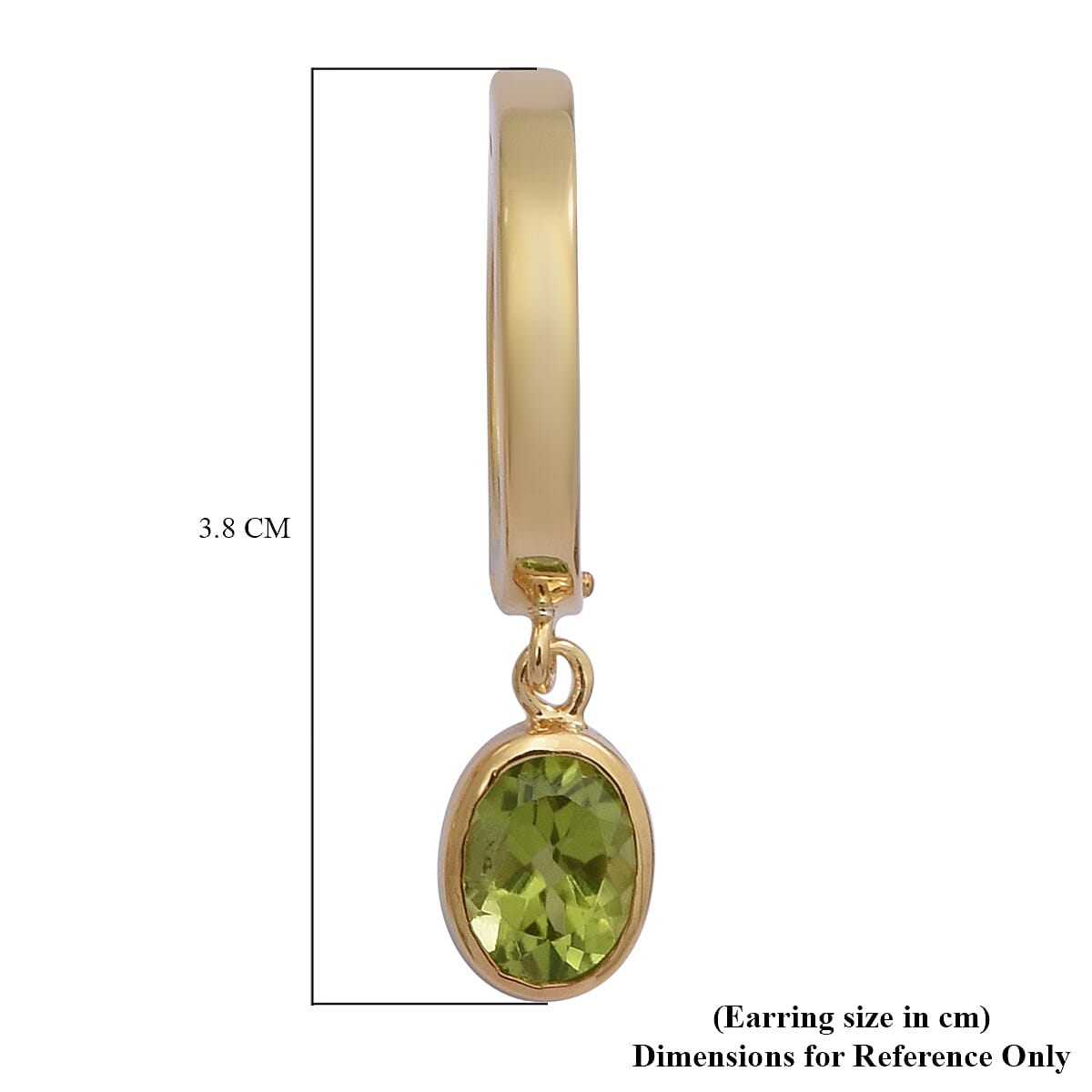 Natural Hebei Peridot Hoop Earrings (with Push Back) in Yellow Gold Overlay Sterling Silver 2.60 Ct.