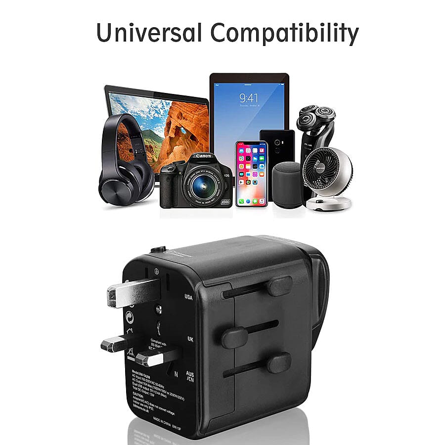 Bitmore Universal Worldwide Travel Adapter with USB Ports - BS8546 Certified