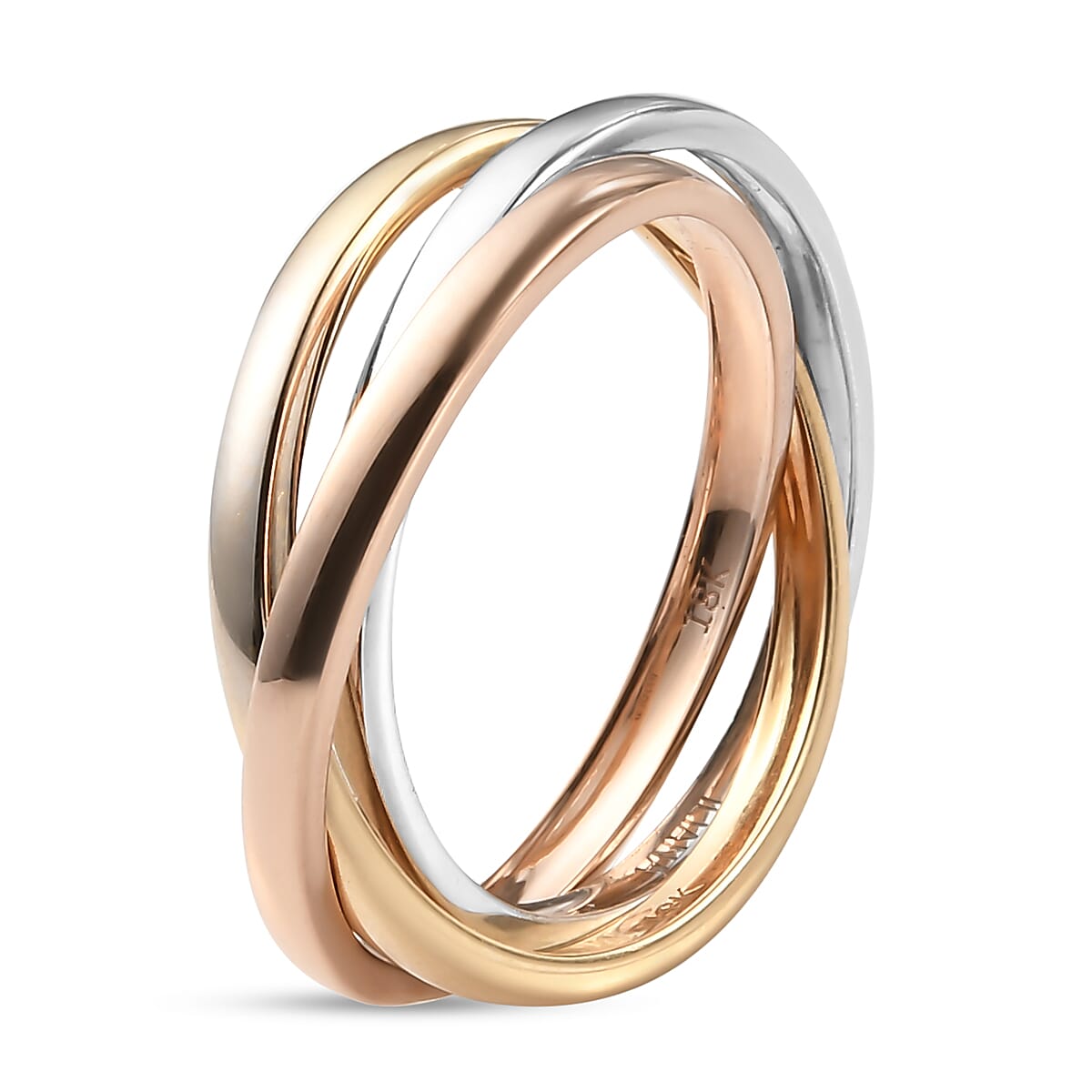 18K Rose, White and Yellow Gold Trilogy Band Ring, Gold Wt. 7.86 Gms