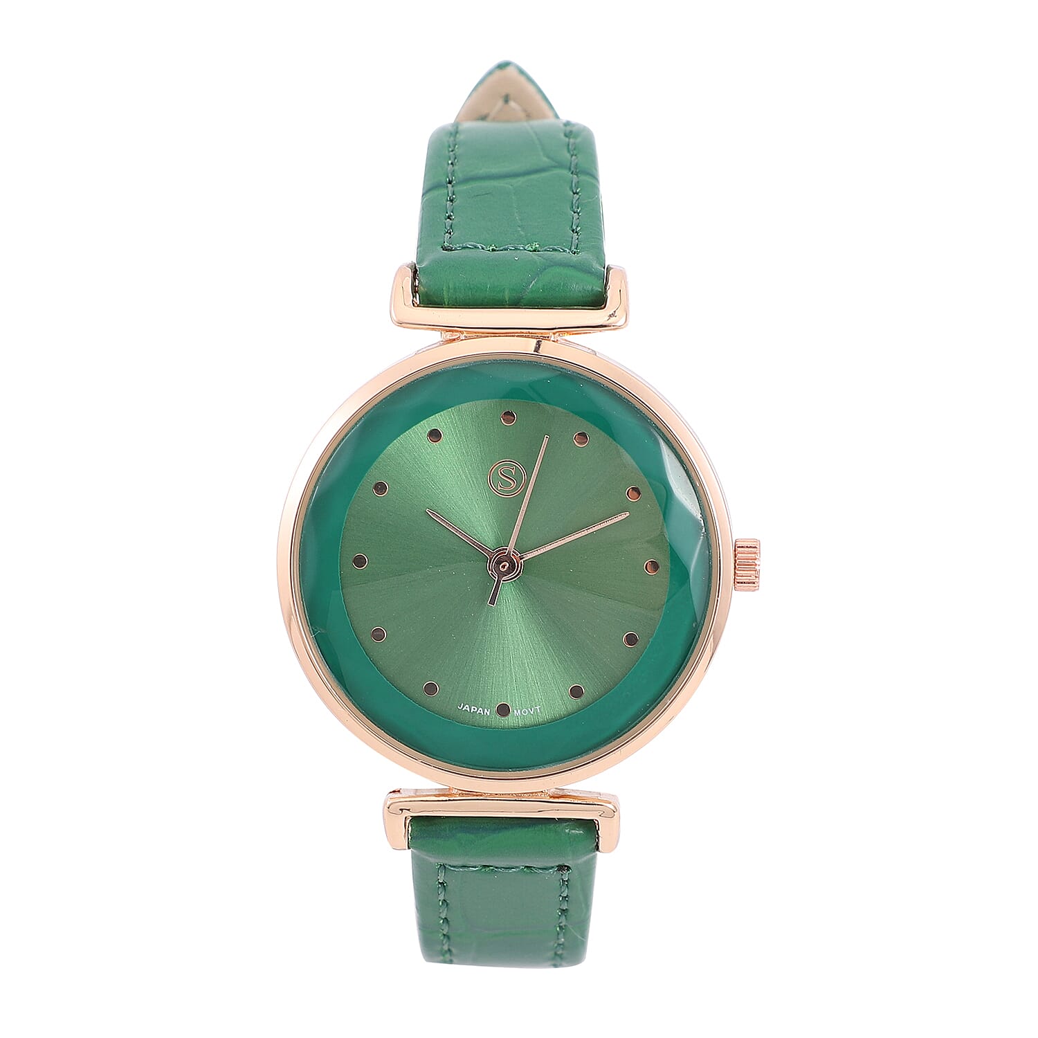 STRADA Japanese Movement Green Dial Water Resistant Watch with Green Colour Strap