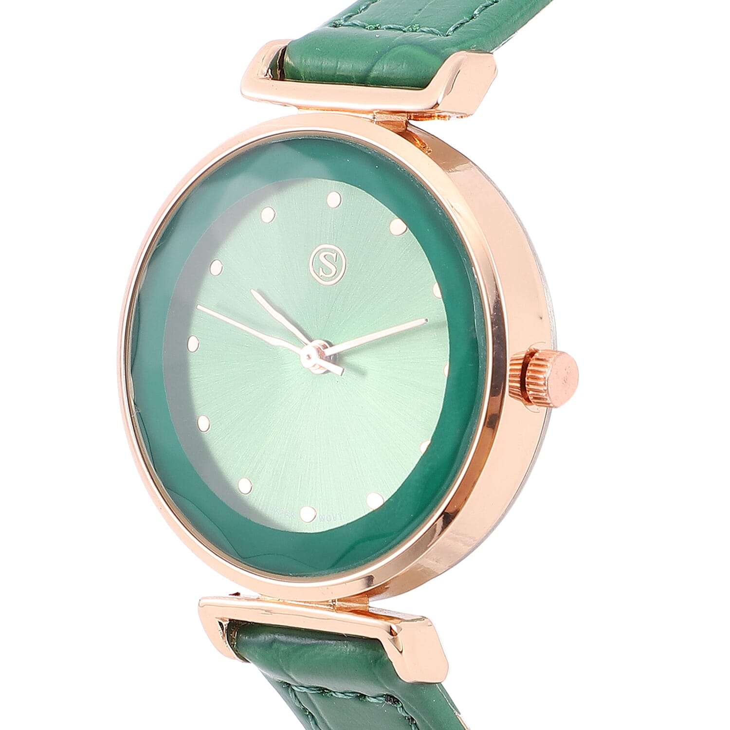 STRADA Japanese Movement Green Dial Water Resistant Watch with Green Colour Strap