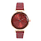 STRADA Japanese Movement Wine Red Dial Water Resistant Watch with Red Colour Strap