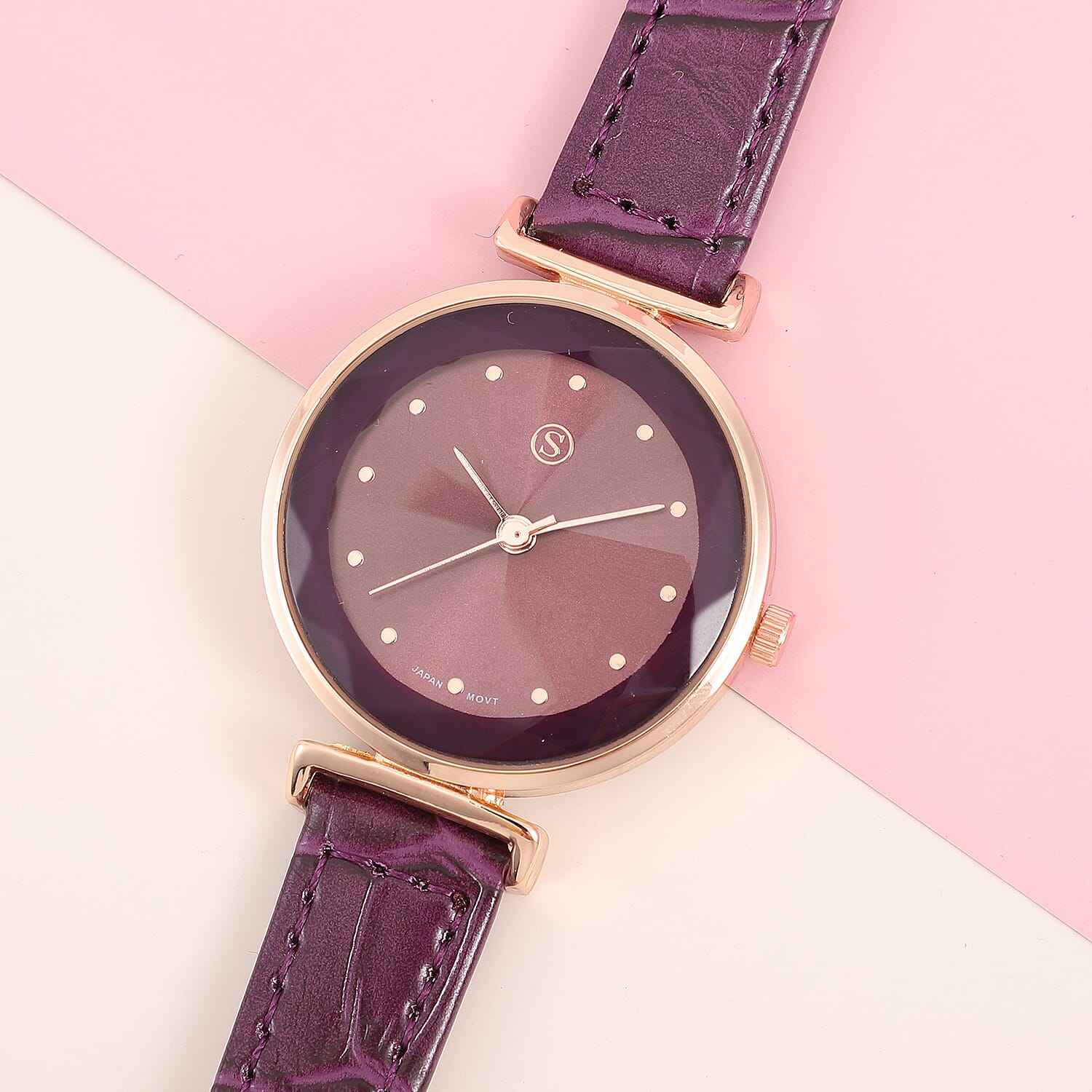 STRADA Japanese Movement Dark Purple Dial Water Resistant Watch with Purple Colour Strap