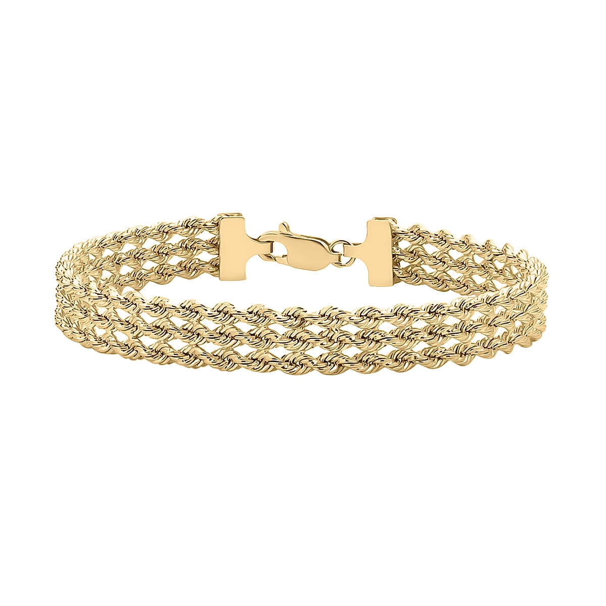 Close Out Deal -  9K Yellow Gold Triple Strand Rope Bracelet (Size - 7) with Lobster Clasp, Gold Wt. 5.50 Gms